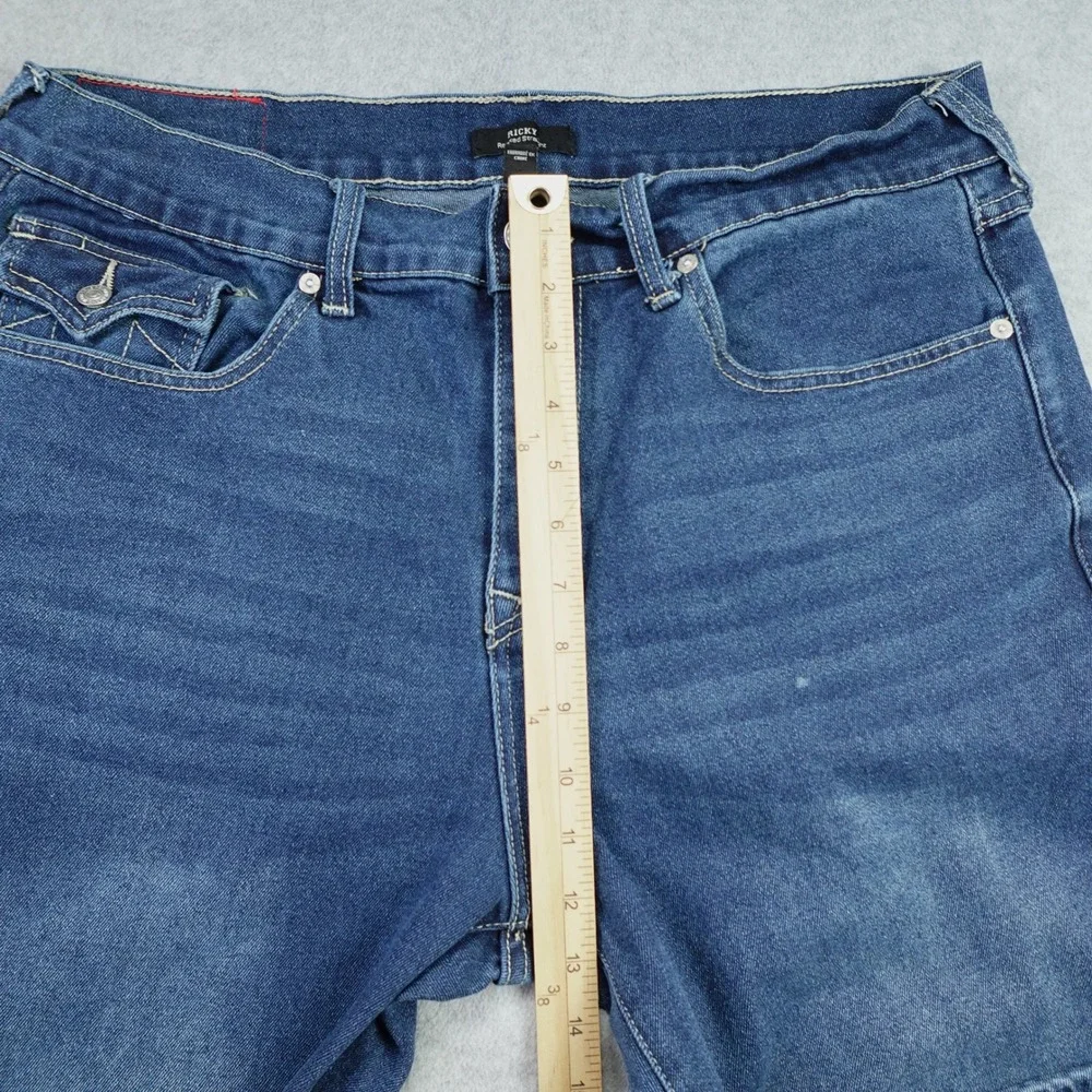 True Religion Jeans Mens 34 Blue Ricky Relaxed Straight Flap Pocket Medium Wash